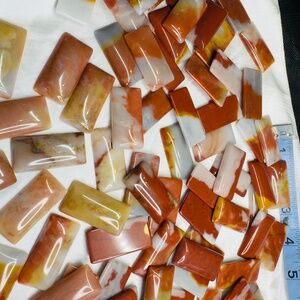 Lot of large rectangle red & natural Jasper cabochons for jewelry making